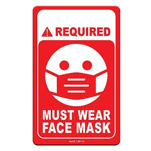 Face Mask Required COVID-19 Coronavirus Prevention Custom Warning Sign 2.5"x4" Hard 60 Mil Styrene C