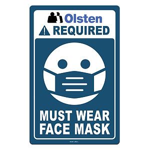 Face Mask Required COVID-19 Coronavirus Prevention Custom Office Sign 5.5"x8.5" Hard 60 Mil Styrene