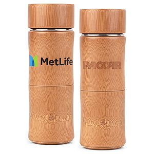 Bamboo Stem Vacuum- Sealed 12oz. Water Bottle with Strainer