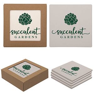 Square Absorbent Stone Coaster 4 Pack