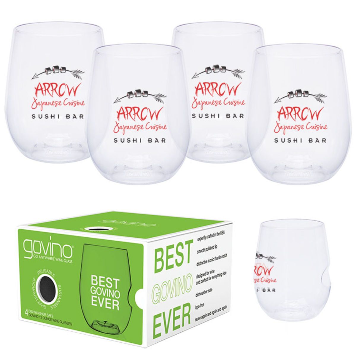 Dishwasher Safe Govino® 12oz Wine/Cocktail Glass 4 Pack