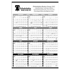 Triumph® Calendars Black & White Time Management Span-A-Year Non-Laminated Calendar