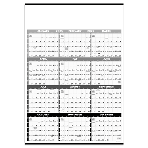 Triumph® Calendars Black & White Time Management Span-A-Year Non-Laminated Calendar