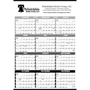 Triumph® Calendars Black & White Time Management Span-A-Year Non-Laminated Calendar