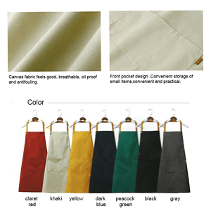 14 oz Canvas Kitchen Apron w/ Detachable Strap & Pockets