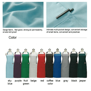 Serge Kitchen Aprons w/ Adjustable Straps & 2 front pockets