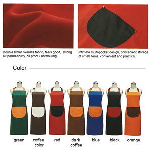 12 oz. Double frock Kitchen Apron w/ Contrast strap & Pocket