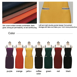 12 oz Woven knitted Kitchen Apron w/ 2 pocket, Striped Strap