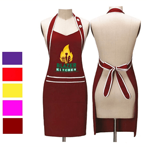 8.5 oz. King cardan V-neck Trimmed Kitchen Apron w/ 2 pocket