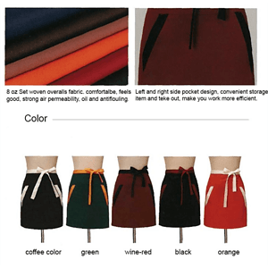 12 oz. Woven frock fabric Two-tone Waist Apron w/ 2 pockets