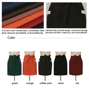 12 oz. Woven frock fabric Waist Apron w/ 2 side pockets