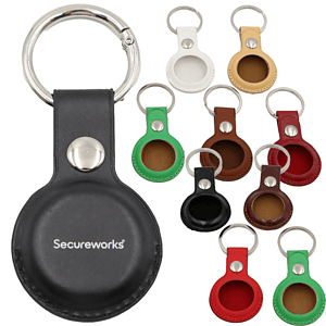 Leather AirTag Holder w/ Snap Botton & Keyring Custom Logo