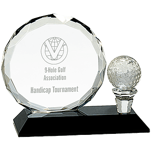 5.5" Facet Crystal Golf Ball Award on Black Pedestal