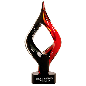 13.25" Red & Black Twist Art Glass Award