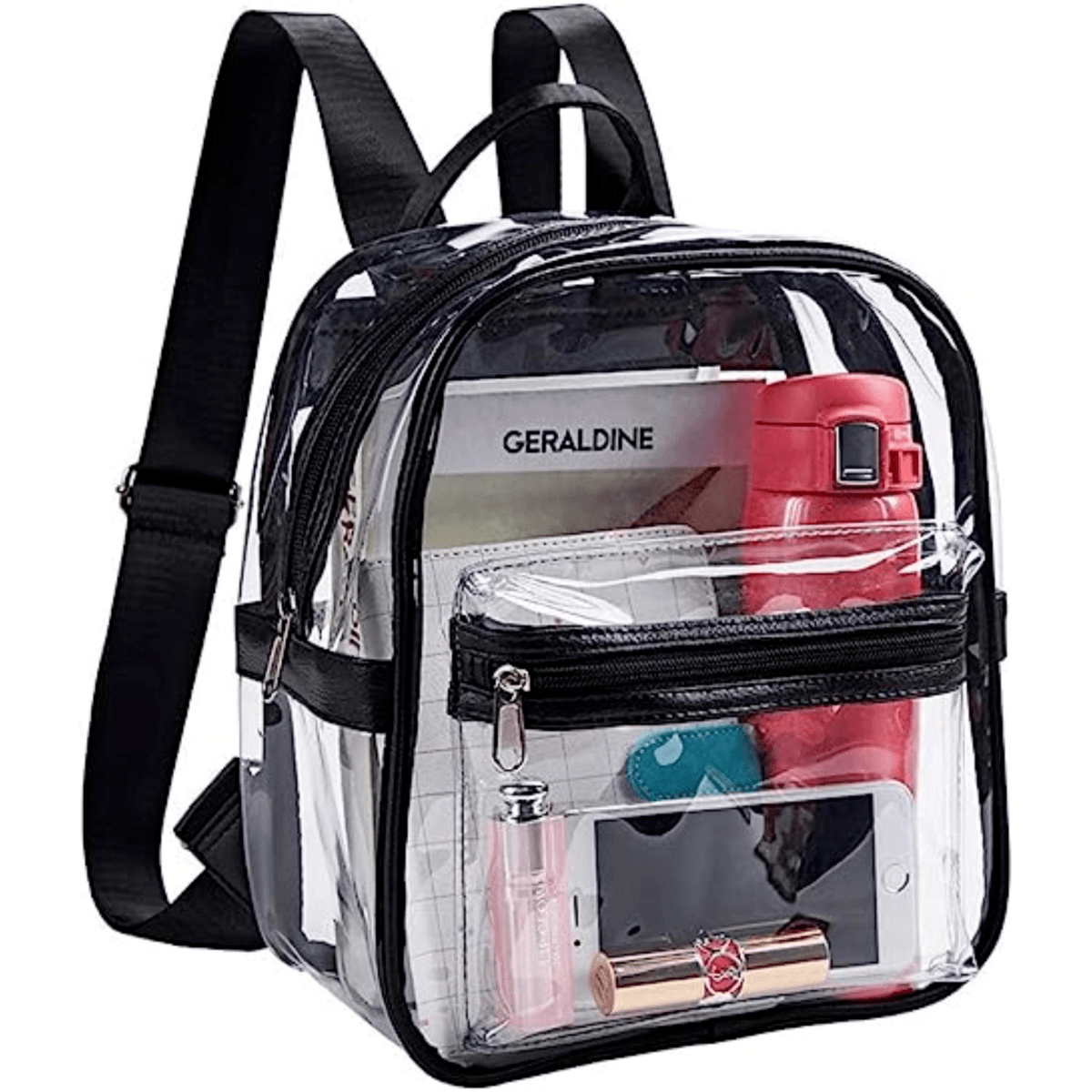 Mini Clear PVC Transparent Backpack with Front Accessory Pocket