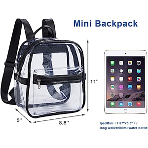 Mini Clear PVC Transparent Backpack with Front Accessory Pocket