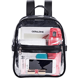 Mini Clear PVC Transparent Backpack with Front Accessory Pocket