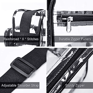 Clear PVC Stadium Approved Crossbody Messenger Shoulder Bag with Mesh Pockets