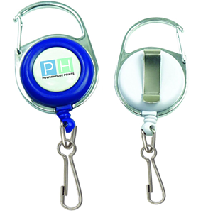 Retractable Carabiner Badge Reel w/ J-Hook & Belt clip