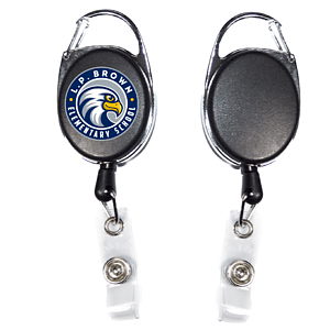 Both Side Plain Oval Carabiner Retractable Badge Reel