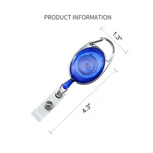 Transparent Oval Carabiner Badge Reel w/ Belt Clip