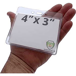 4"W x 3"H rPET Clear Vinyl Horizontal Badge Holder