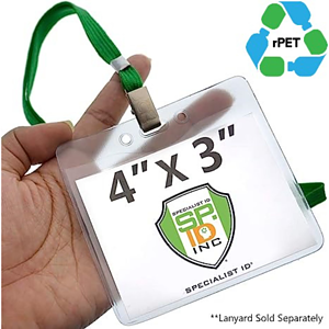 4"W x 3"H rPET Clear Vinyl Horizontal Badge Holder