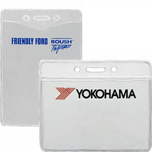 3" H x 4" W inch Printed Badge Holder - Clear Vinyl