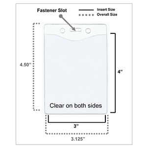 3" H x 4" W inch Printed Badge Holder - Clear Vinyl