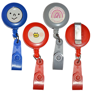 Matching Strap Color Round Badge Reel Holder w/ Belt Clip