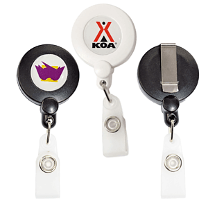 Retractable Round Corner Strap Badge Reel Holder w/ Belt Clip