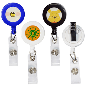 Retractable Round Badge Reel Holder w/ Rotating Bull Dog Clip