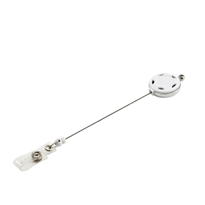 Silver Metal Frame Round Badge Reel Holder w/ Belt clip