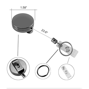 Round Heavy Duty Metal Badge Reel w/ Belt Clip