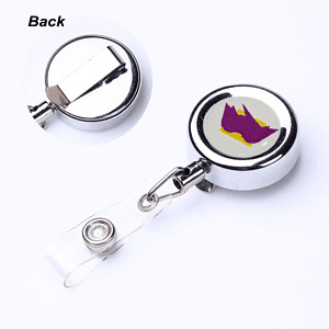Zinc Alloy Concave Surface Round Badge Reel Holder w/ Belt clip