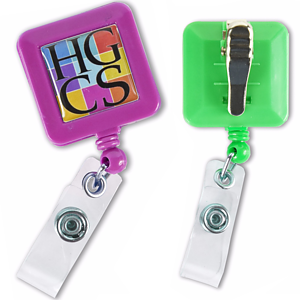 Square Retractable Badge Reel w/ Bulldog clip