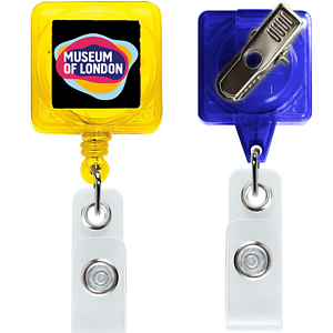 Transparent Square Badge Reel w/ Belt Clip