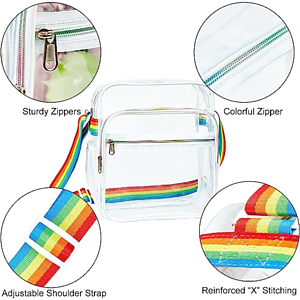 Crossbody Messenger Clear PVC Shoulder Stadium Approved Bag with Mesh Pockets
