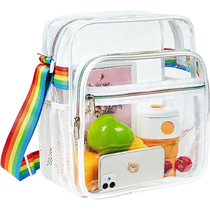 Crossbody Messenger Clear PVC Shoulder Stadium Approved Bag with Mesh Pockets