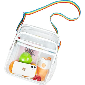 Crossbody Messenger Clear PVC Shoulder Stadium Approved Bag with Mesh Pockets