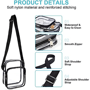 Clear PVC Crossbody Messenger Shoulder Bag with Adjustable Strap