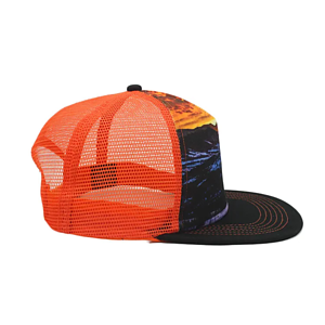 Mesh Flat Bill Cap rPET Recycled 100% Polyester Sublimation Crown Trucker Hat