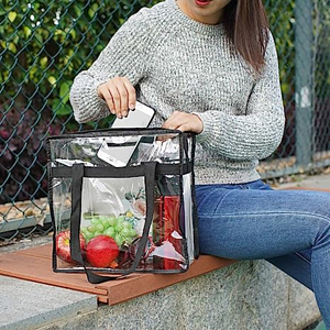 Contrast Binding Clear PVC Transparent Tote Bag