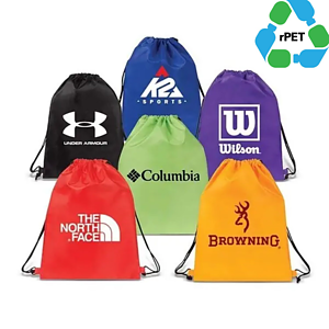 Eco-friendly rPET Recycled 210D Polyester Drawstring Backpack (15"x18")