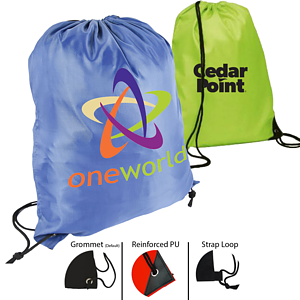 Premium 210D Polyester Drawstring Backpack, Cinch Sports Bag (15"x18")