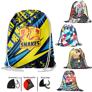 Premium 210D Sublimated Drawstring Cinch Up Backpack (15" x 18")