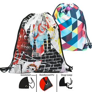 Premium 210D Sublimated Drawstring Cinch Up Backpack (15" x 18")