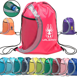 Heavy Duty Drawstring Cinch Up Side Mesh Pocket Backpack (15" x 18")