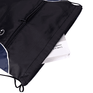 Tri-Color Drawstring Backpack with Earphone Slot & Front Zipper (14" x 18")