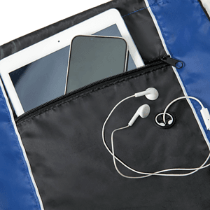 Tri-Color Drawstring Backpack with Earphone Slot & Front Zipper (14" x 18")